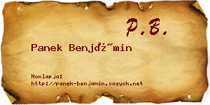 Panek Benjámin névjegykártya